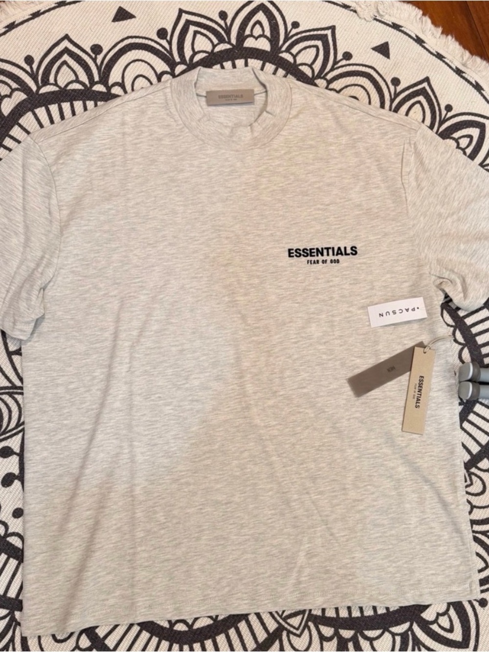 Essentials Men's Heather Light Gray Short Sleeve Logo Tee